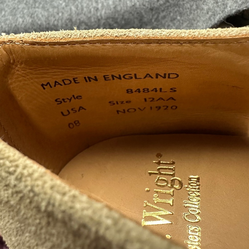 E.T. Wright Masters Collection Tan Suede Red Brick Sole Derby Shoes 12AA England - Picture 11 of 13